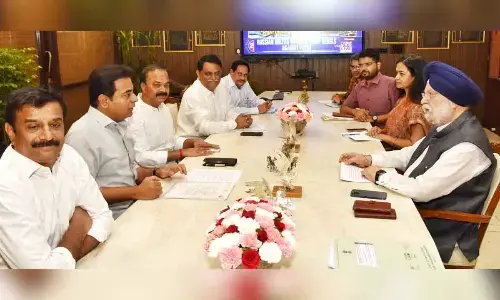 KTR meets Union Urban Development Department Hardeep Singh Puri on pending Telangana projects