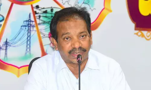 Additional Collector N Madhusudhan speaking at a review meeting held on Group -4 examinations in Khammam on Saturday