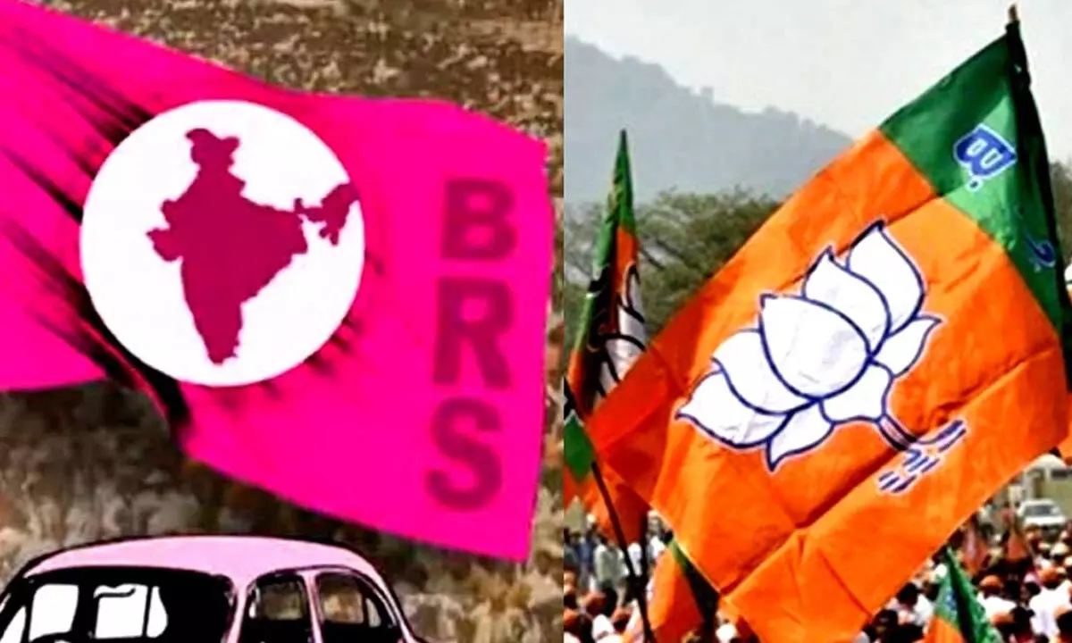 BRS and BJP Party Flags