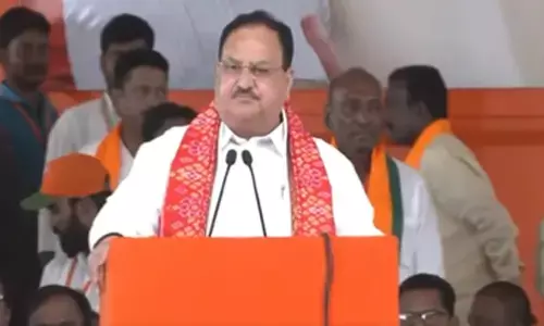 BJP National President JP Nadda Addressing a public meeting in Nagarkurnool.