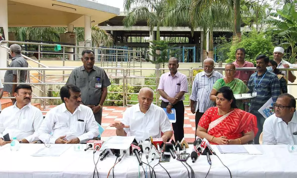 TTD EO A V Dharma Reddy addressing media on the successful breeding of Sahiwal calf at Gosamrakshanasala in Tirupati on Sunday