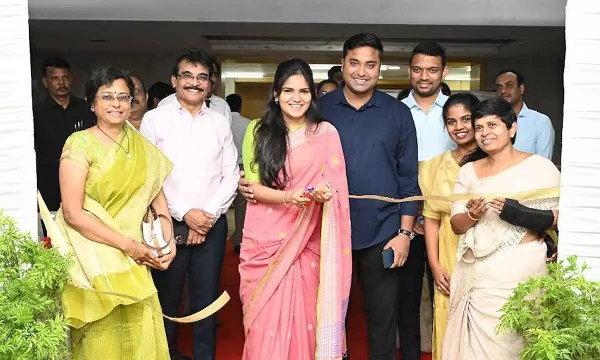 DCP (Law and Order) V Vidya Sagar Naidu along with others at the inaugural of the blood donation and eye check-up camp organised by Manoj Vaibhav Gems N Jewellers Limited in Visakhapatnam on Sunday