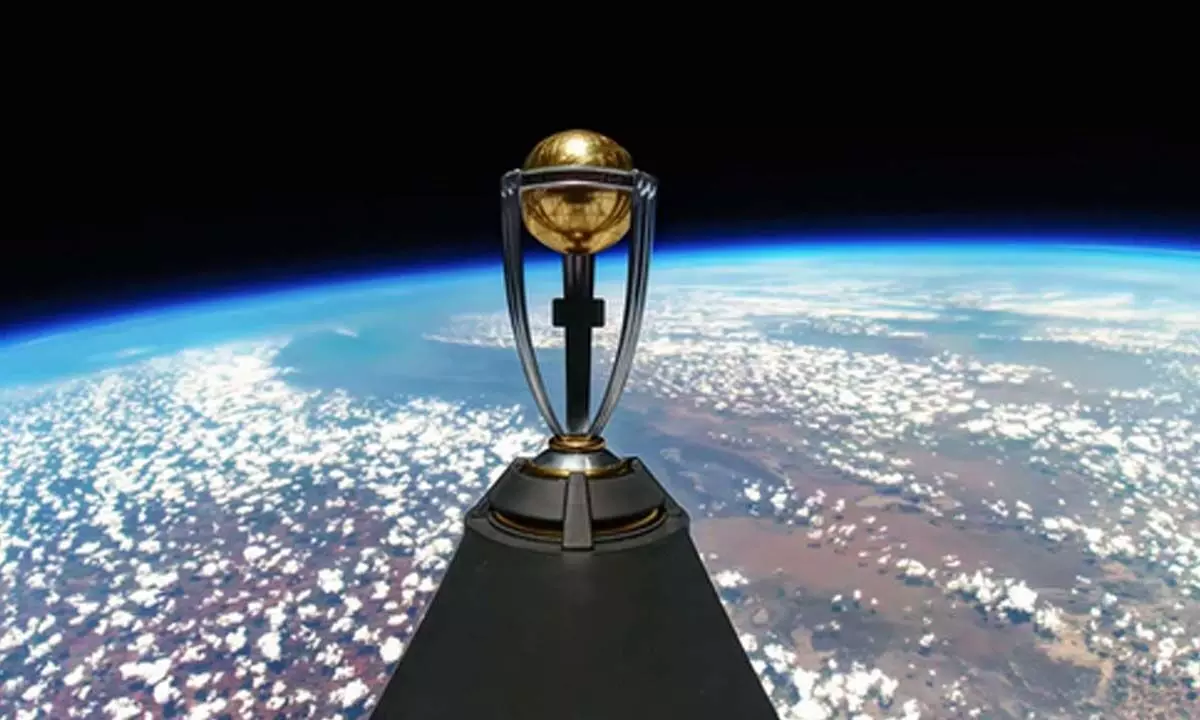 ICC Men's World Cup 2023 trophy launched into stratosphere before tour