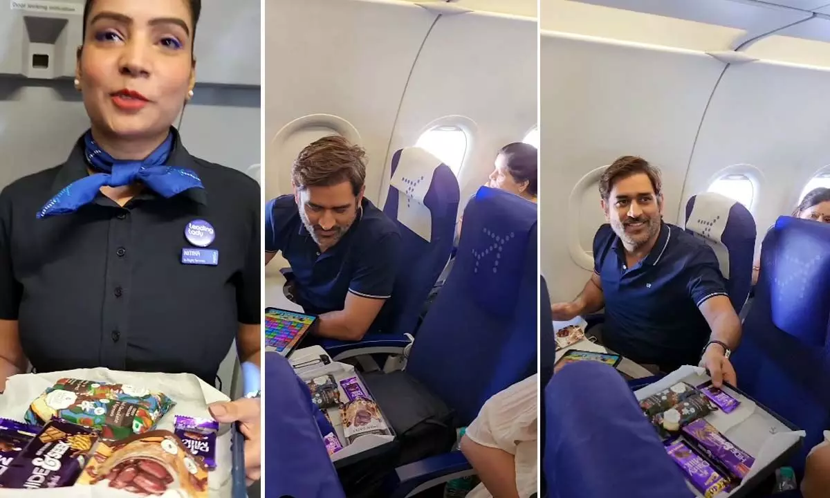 Watch The Viral Video Of MS Dhonis Humble Behavior Towards Air Hostess