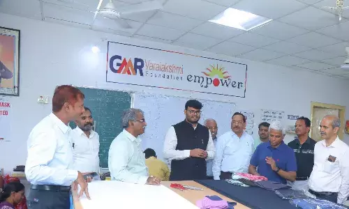 NABARD officials visiting GMRVF in Rajam in Vizianagaram on Tuesday