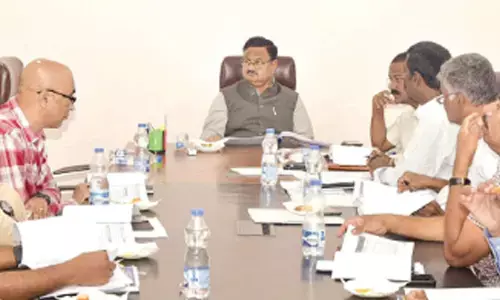 District Collector K Venkata Ramana Reddy speaking to the officials at the DIEPC meeting in Tirupati on Tuesday