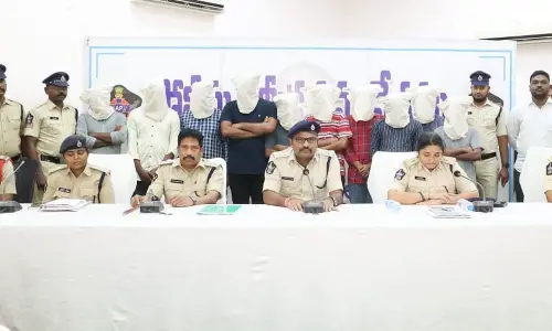 SP Dr K Tirumaleswara Reddy producing the accused before the media in Nellore on Tuesday