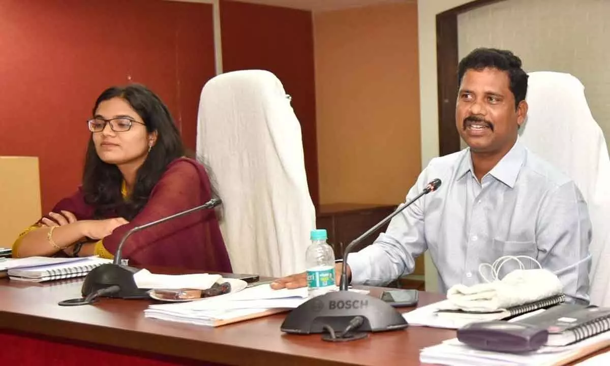 District Collector S Dilli Rao conducting a review meeting in Vijayawada on Wednesday