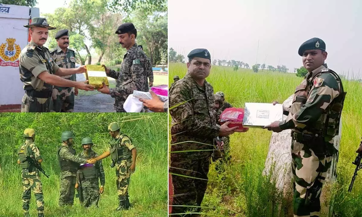 Sweets exchanged by BSF, Pakistan Rangers on Jammu border on Eid
