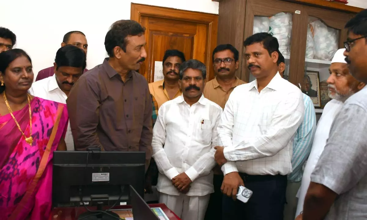 District Collector S Dilli Rao inaugurating Aadhaar centre at AP NGO Home in Vijayawada on Thursday Photo: Ch Venkata Mastan