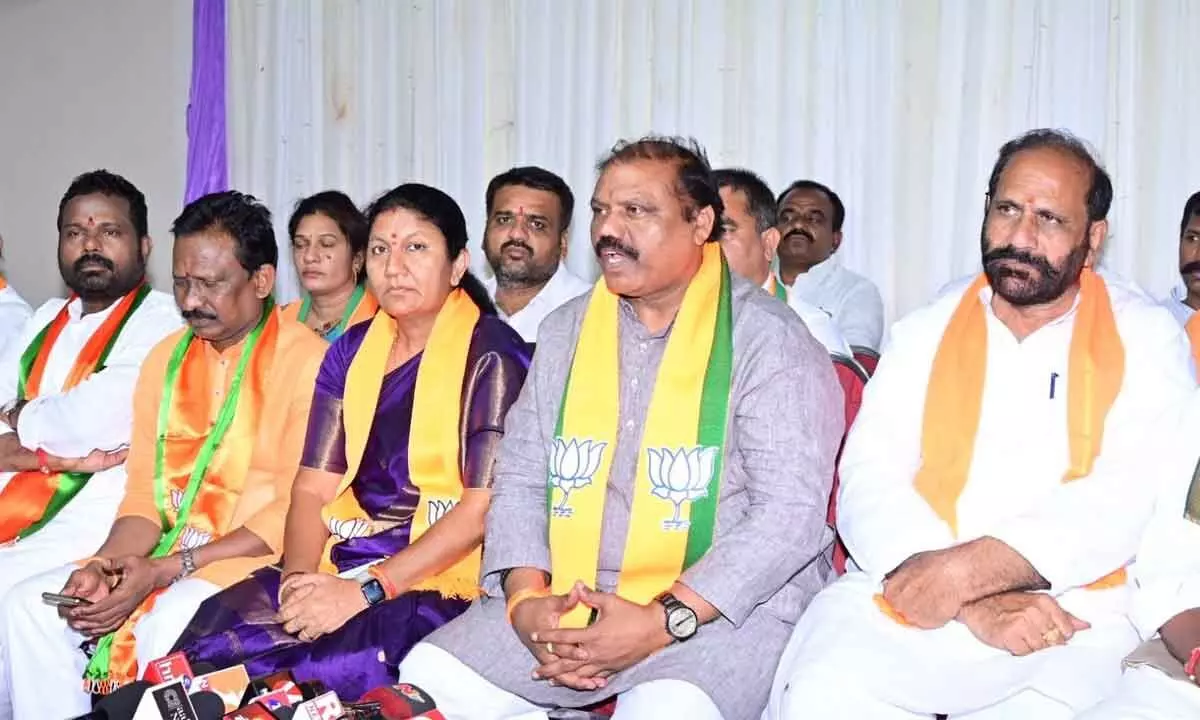 BJP State general secretary G Premender Reddy speaking to media persons  in Hanumakonda on Friday