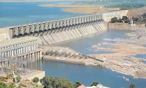 Water at rock bottom level in Tungabhadra dam in Hospet.