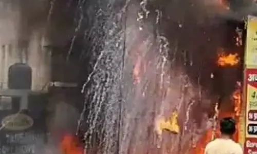 Fire in three story building in East Delhi