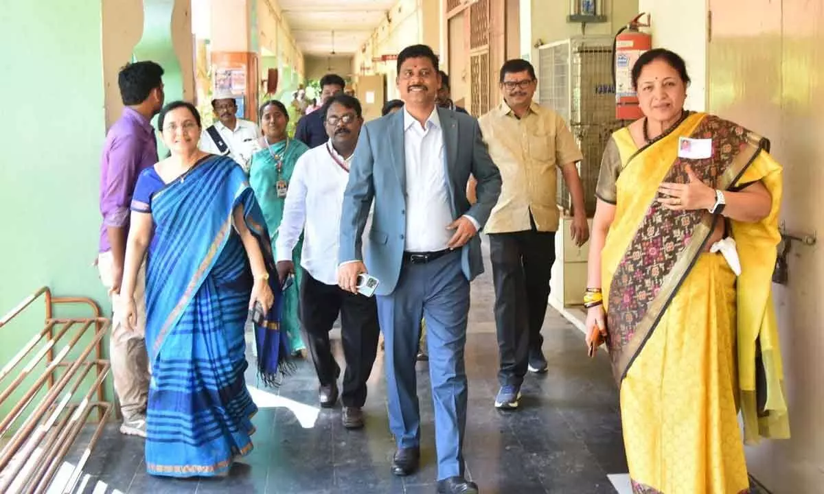 NTR District Collector S Dilli Rao inspecting the UPSC examination centre in Vijayawada on Sunday