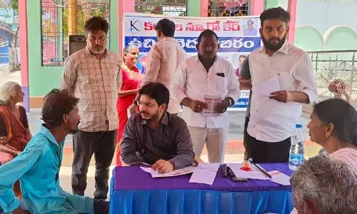 Dr Krishna Teja organising a free medical camp at Rayudupakala village on Sunday