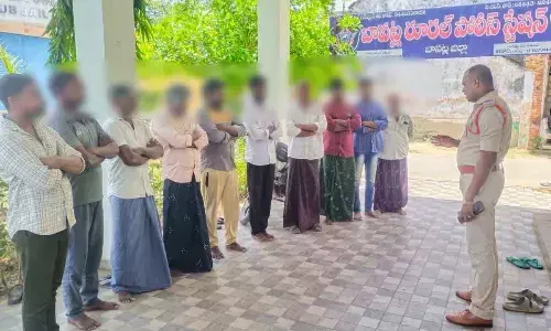 Police officials giving counselling to history sheeters in Bapatla rural police station on Sunday