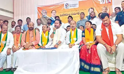 Union Tourism Minister G Kishan Reddy addressing a press after inspecting the venue of July 8 meeting of Prime Minister Narendra Modi in Warangal
