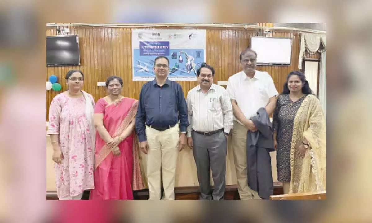 SVU Dean R&D Prof S Vijaya Bhasakar Rao, Prof T Ramashri, Vamsi Krishna Rayala and others at the seminar in Tirupati on Tuesday