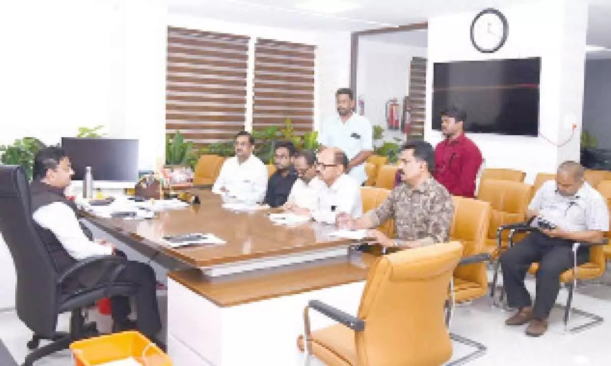 Collector K Venkatarmana Reddy holding a review meeting with tourism officials in Tirupati on Tuesday