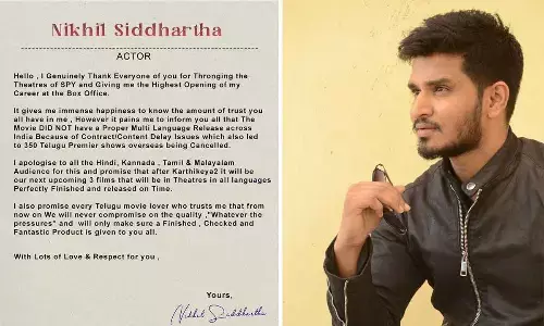 Nikhil makes a great move, conveys apologies to fans