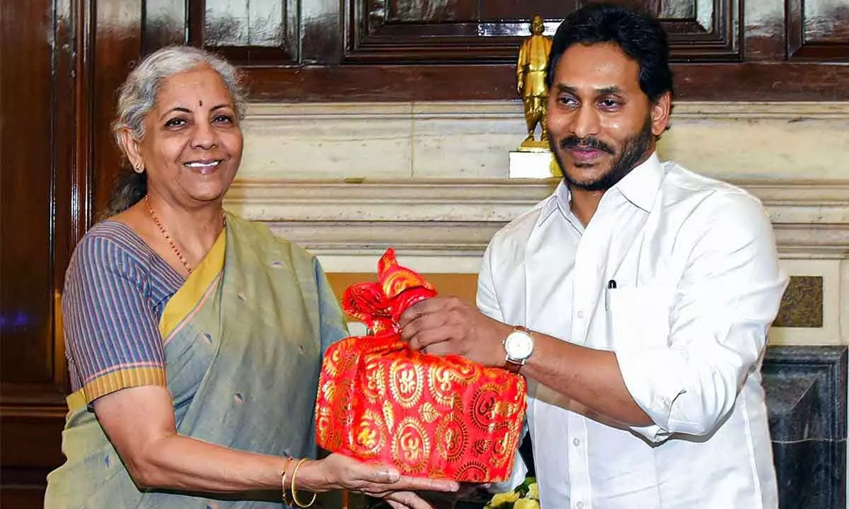 Chief Minister Y S Jagan Mohan Reddy meeting Union Finance Minister Nirmala Sitharaman in New Delhi on Wednesday