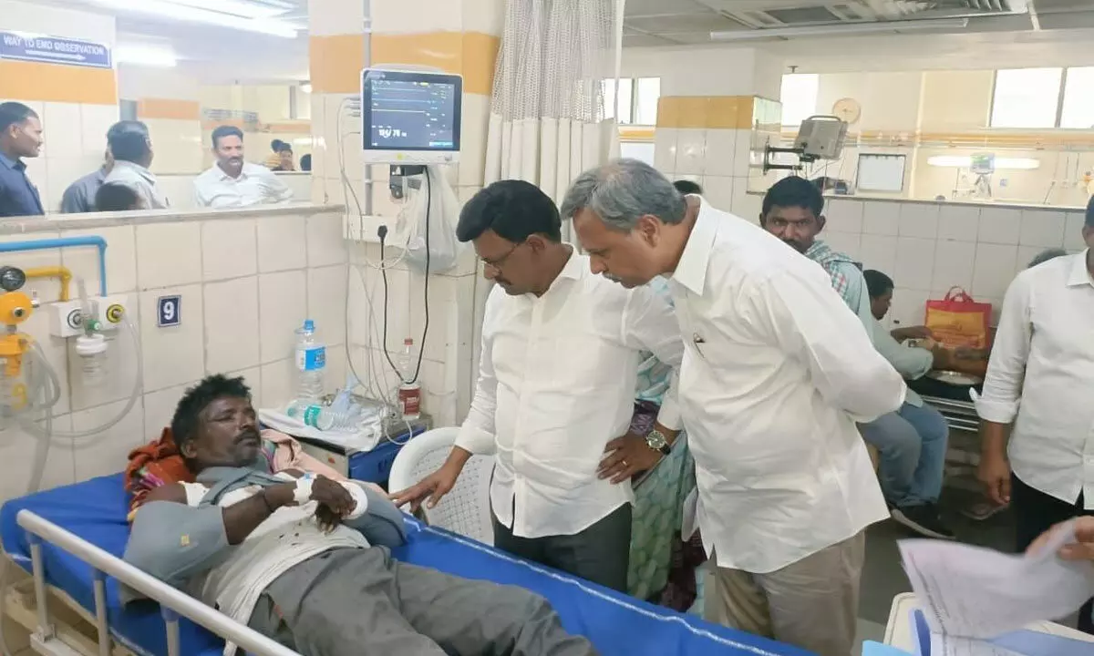 BRS Khammam district president and MLC Tata Madhusudhan, MLC Rajeshwar Reddy called on the injured BRS workers undergoing treatment at NIMS Hospital in Hyderabad on Wednesday.