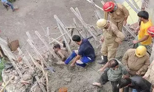 Under construction building collapses in Delhi, two rescued