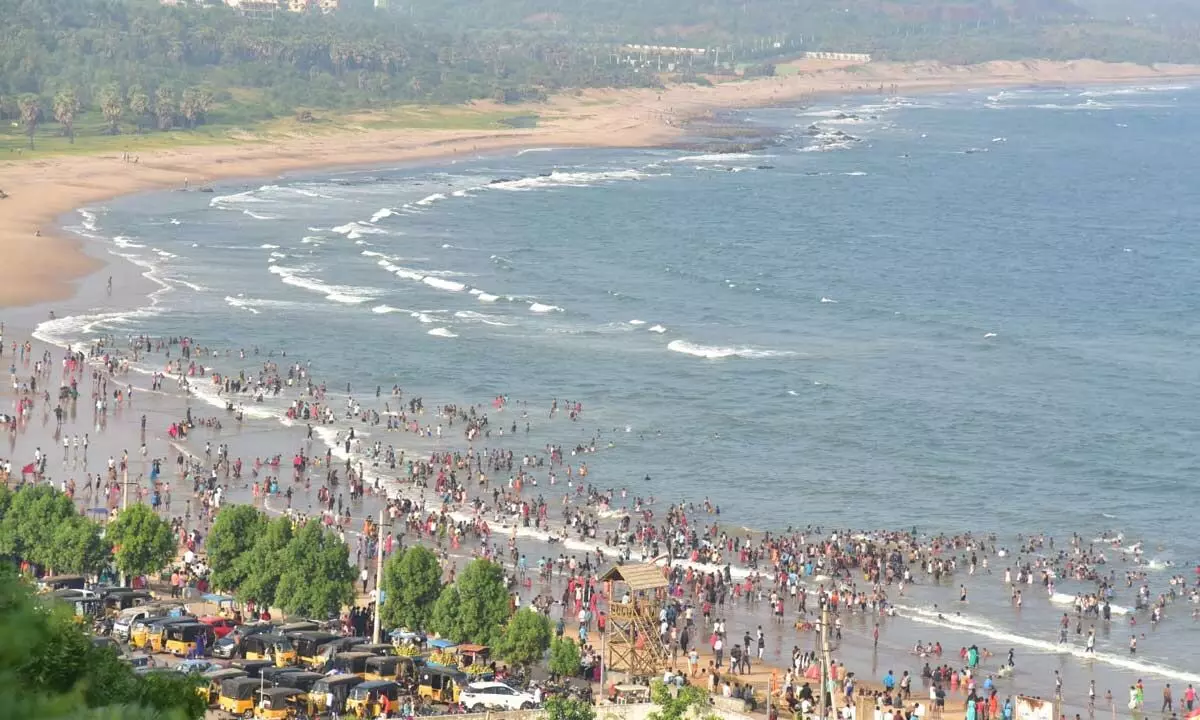 A view of Rushikonda beach in Visakhapatnam.