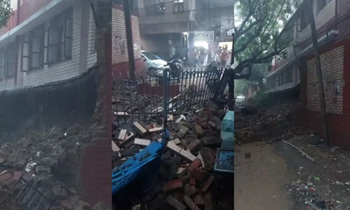 Newly constructed School Wall in Delhi Collapsed