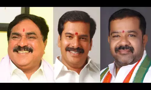 Errabelli Dayakar Rao; D Vinay Bhaskar; Naini Rajender Reddy (From Left to Right)