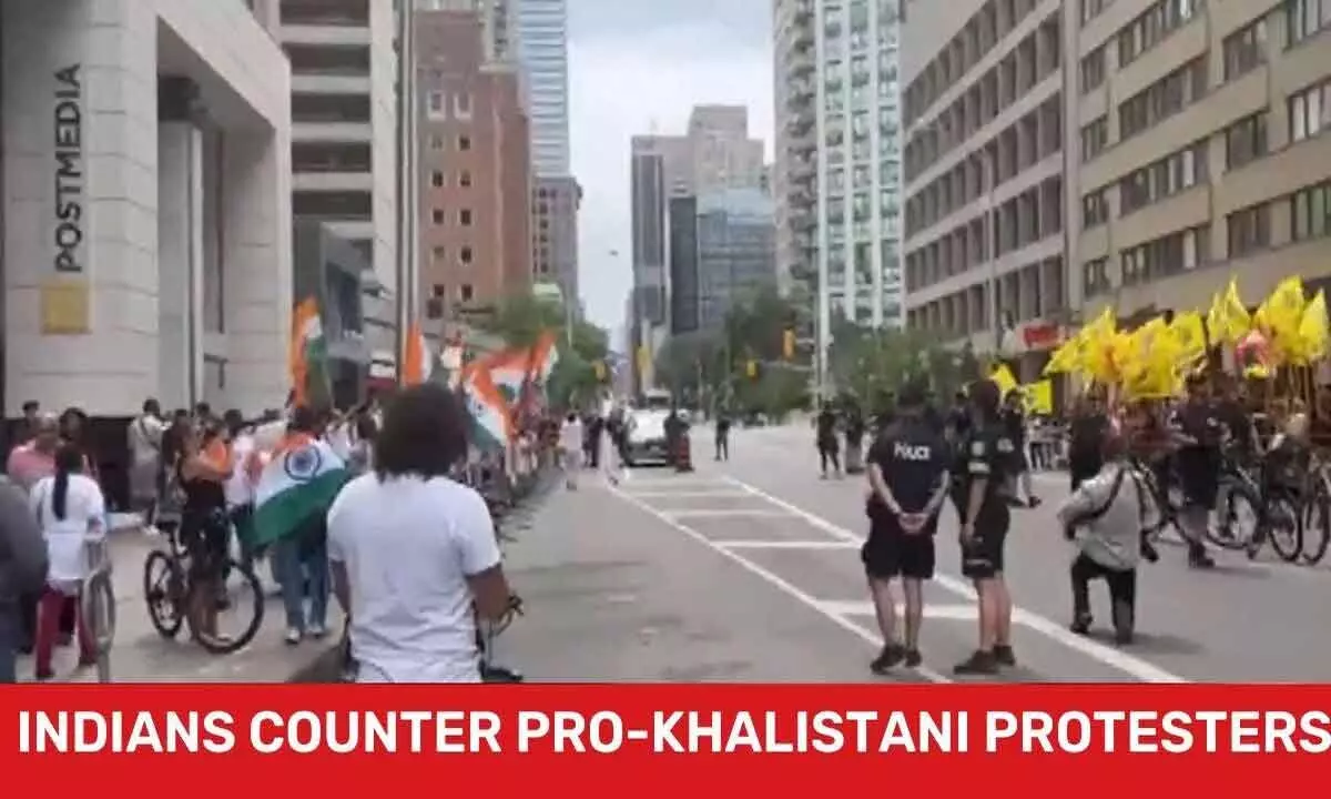 Indians counter Khalistani protesters with Tricolour in Canada