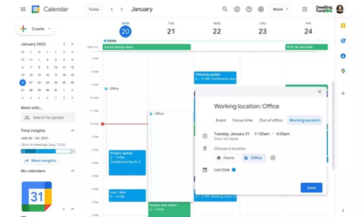 Google rolling out feature to set working locations in Calendar
