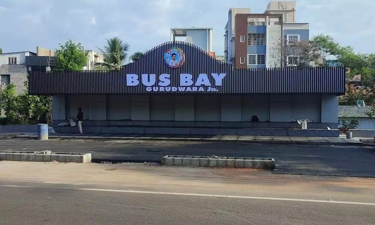 A revamped bus bay at Gurudwara junction in Visakhapatnam