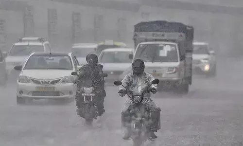 Rains playing havoc with road users in Delhi.