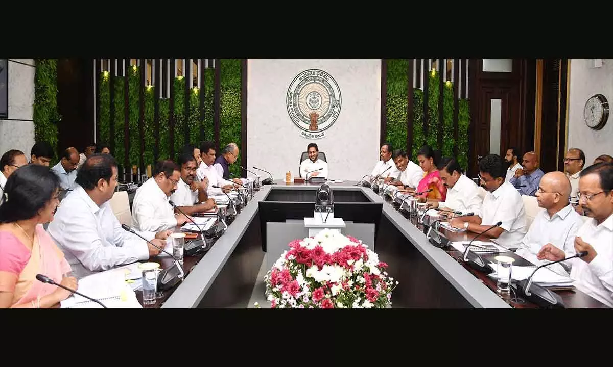 Chief Minister Y S Jagan Mohan Reddy presiding over  the State Investment Promotion Board meeting at his camp office in Tadepalli on Tuesday