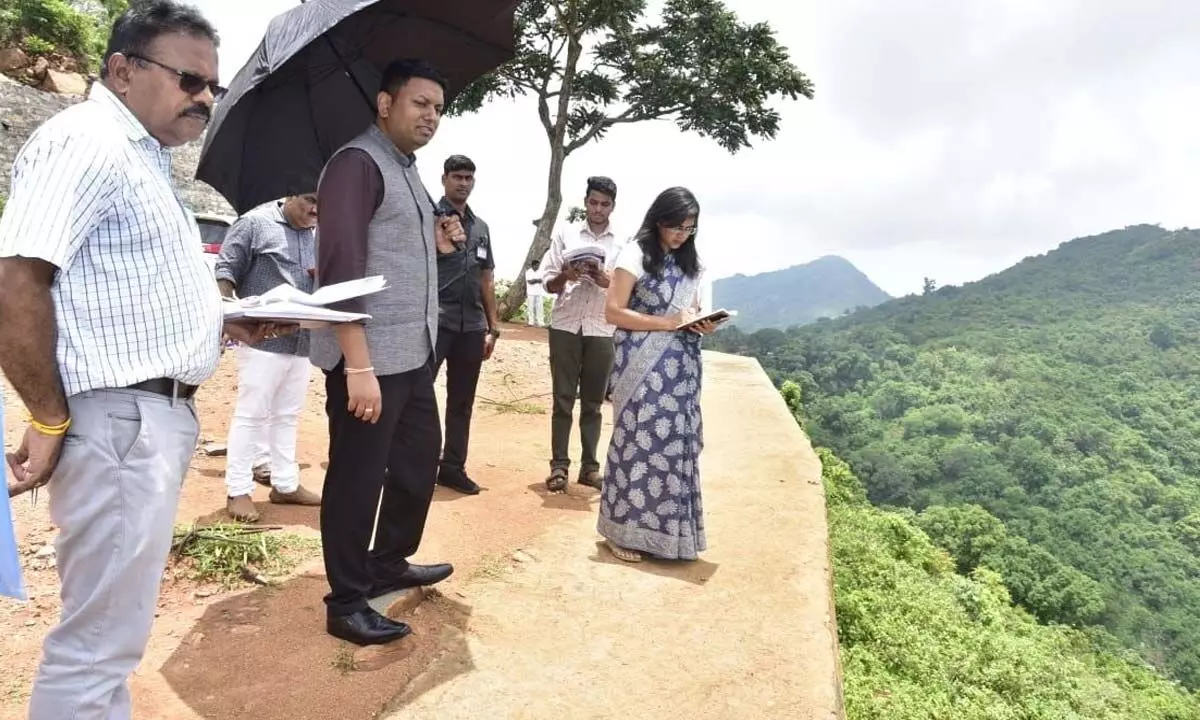 Nishanth Kumar, collector at Adali view point on Wednesday