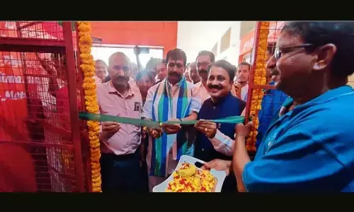 Mantralayam MLA Y Balanagi Reddy inaugurating science lab and RO water plant at AP Model High School in Kosigi on Tuesday. Coromandel International Vice-President GV Subba Reddy is also seen.