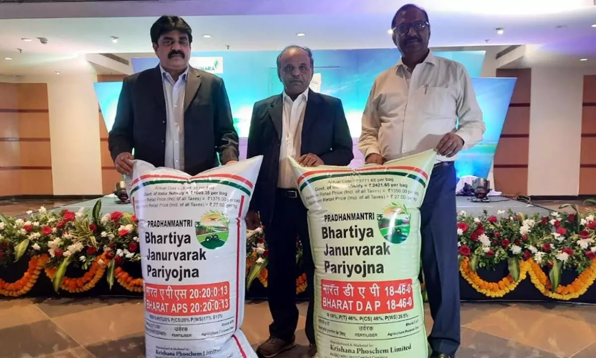 Krishana Phoschem Ltd launched newly formulated complex fertilizers Bharat DAP & Bharath NPK in two telugu speaking states today