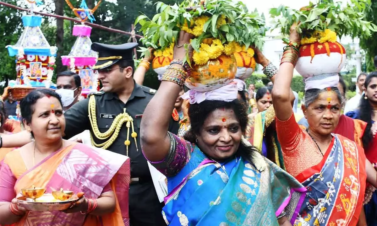 Governor celebrates Bonalu at Raj Bhavan