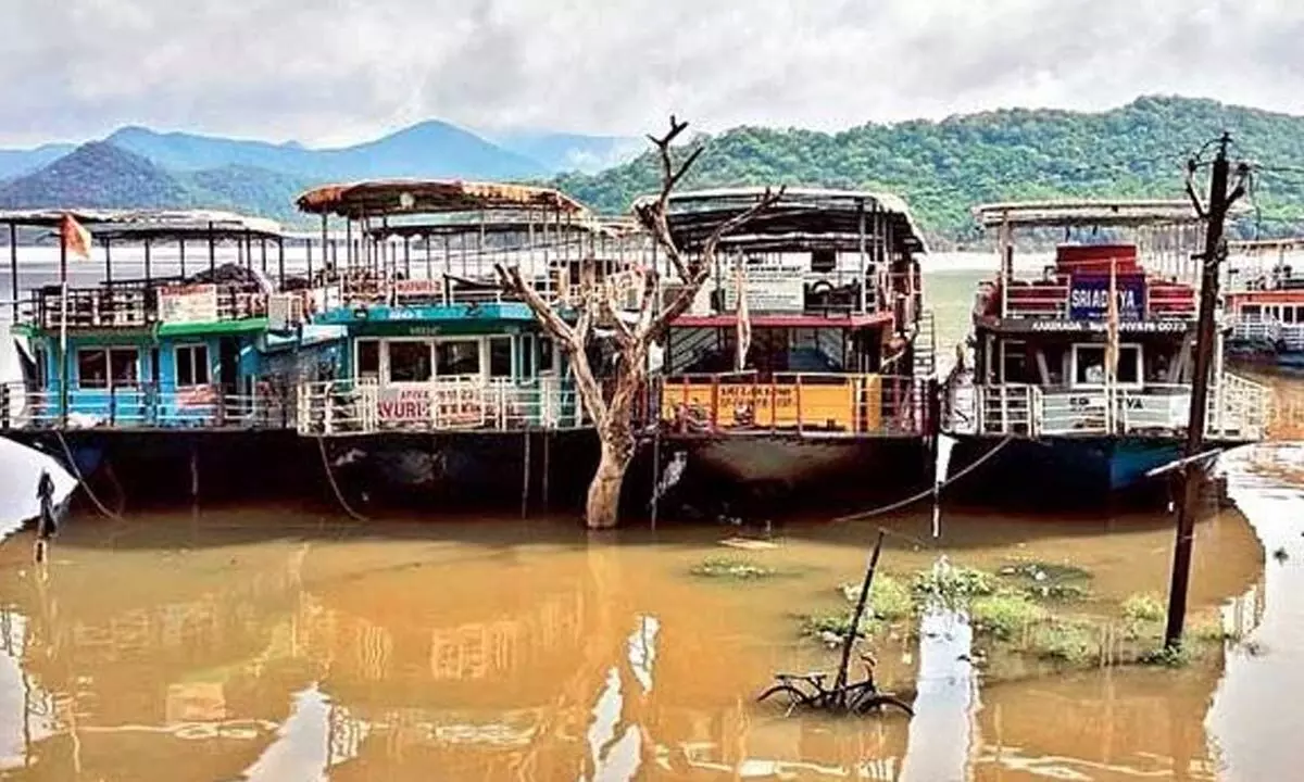Tourist boats and launches at Posamma Gandi of Devipatnam mandal on Sunday