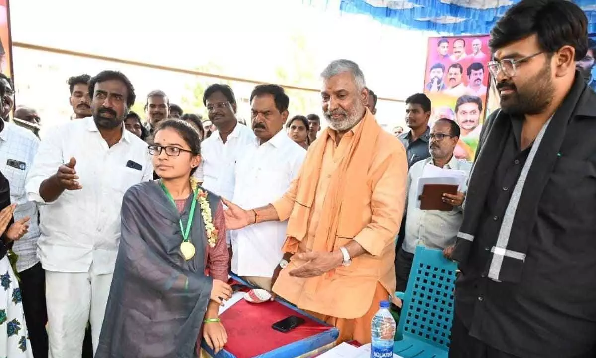 Deputy Chief Minister K Narayana Swamy and Energy Minister  P Ramachandra Reddy participating in a programme held in Kuppam on Monday