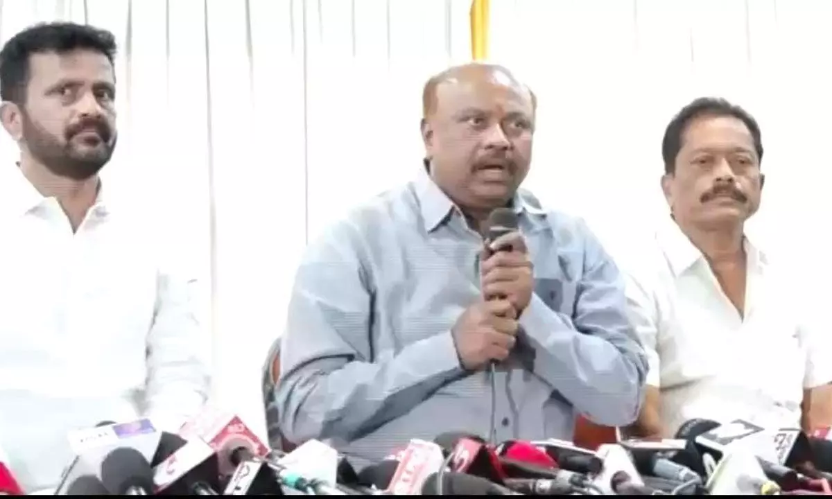 Former MLA Panchakarla Ramesh Babu speaking to the media in Visakhapatnam on Tuesday