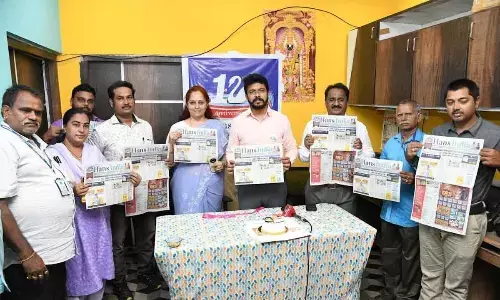GVMC Commissioner CM Saikanth Varma taking part in the 12th anniversary celebrations of The Hans India, at MVP Colony in Visakhapatnam on Monday