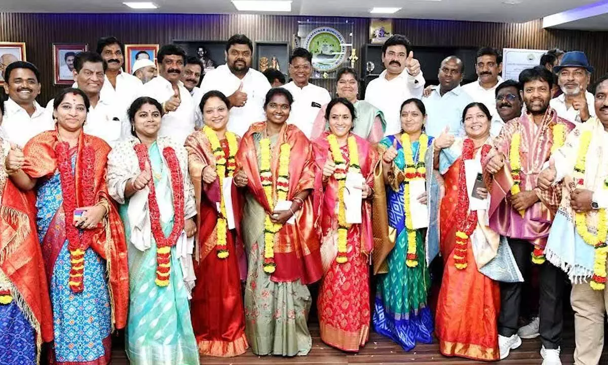 Newly elected standing committee members along with the YSRCP leaders in Visakhapatnam on Wednesday