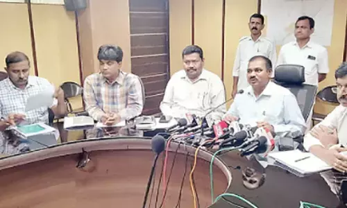VMRDA secretary Ch Rangaiah addressing media in Visakhapatnam on Wednesday