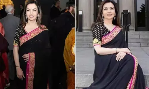 Nita Ambani looks elegant as ever in a black Abu Jani-Sandeep Khosla saree at the Met Museum in New York