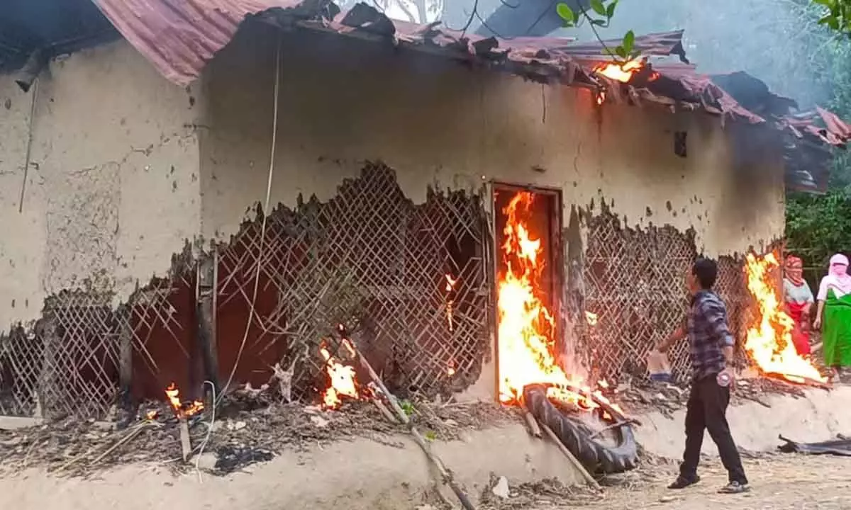 Suspects House Set Ablaze After Arrest In Manipur Sexual Assault Case