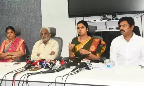 Health Minister Vidadala Rajini speaking to the media in Visakhapatnam on Thursday