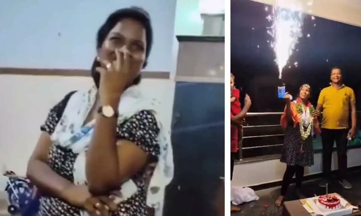 Hyderabad: Husband gives grand welcome to wife as she returns from police training