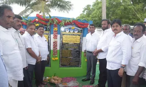 District Collector M Hari Narayanan inaugurating internal road along with Kovur MLA Nallapureddy Prasanna Kumar Reddy in Punnuru village of Indukurupet mandal on Friday.